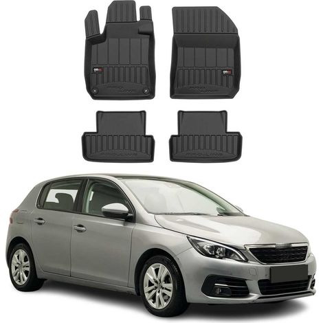Tapis de Voiture 3D TPE Premium pour Peugeot 308 II 2013 à 2021, Revêtement de Sol pour Voiture - Intérieur antidérapant - Bords Hauts - Noir (1/5)