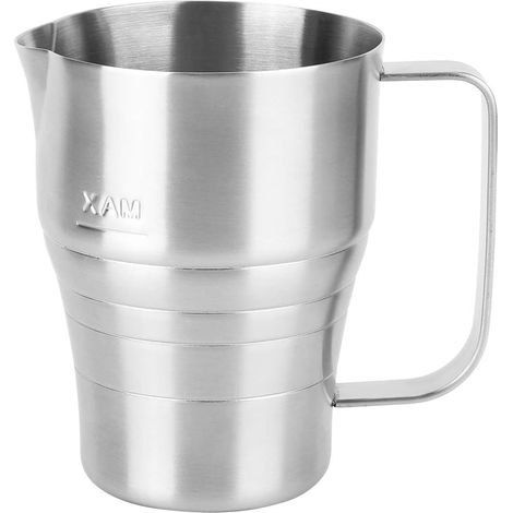 Silver 304 Stainless Steel Coffee Pitcher, 900ml, with Ergonomic Handle, Internal Scale for Latte Art Steaming Milk (1/5)