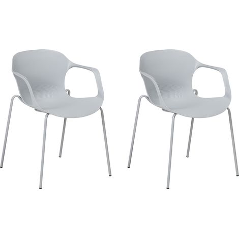 Conjunto de 2 sillas de comedor gris con patas de metal estilo moderno industrial Elbert