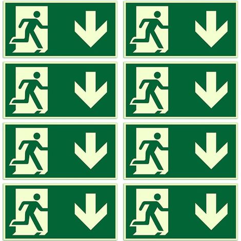 Emergency Exit Arrow Sign PVC Self Adhesive Safety Signs Emergency Exit Sign Photoluminescent Corridors Style