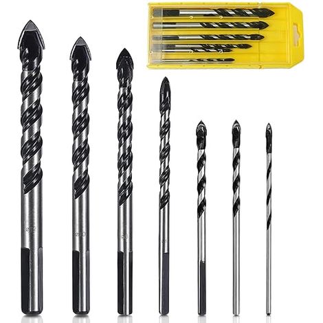 Juego de brocas para azulejos, juego de 7 piezas para múltiples materiales: azulejos, vidrio, cerámica, granito, mármol, piedra, ladrillos, con caja de almacenamiento. (1/5)
