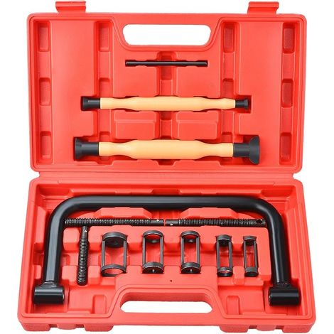 12 pièces outils de compresseur de ressort de soupape avec ensemble d'outils de rodage de soupape Kit de service d'outil de serrage en C de compression automatique avec outil de bâton de meulage (1/5)