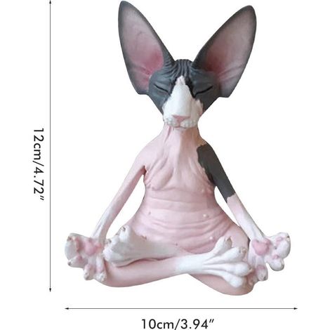 Statue de Chat Sphynx Méditant - Statue Buddha Chat, Modèle Resin, 8x4cm, Colori Rose/Noir/Gris, Collection Personnelle, Décor Intérieur (1/5)