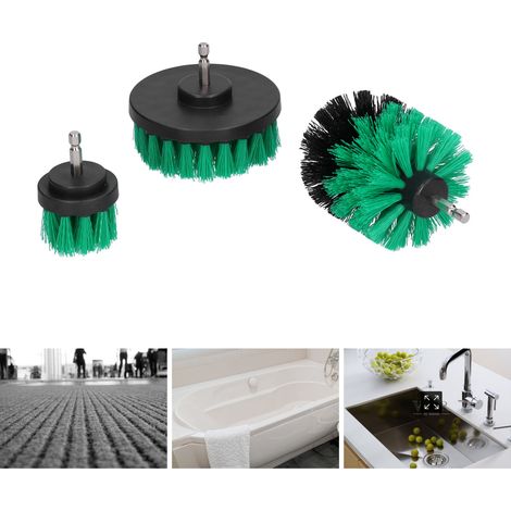Ensemble de 3 brosses de nettoyage électriques pour perceuse, idéales pour le nettoyage des meubles, tapis et cuisines. (1/5)