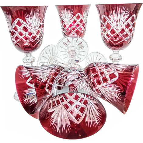 Copas de vino de cristal rubí de 170 ml con diseño de piña (1/5)