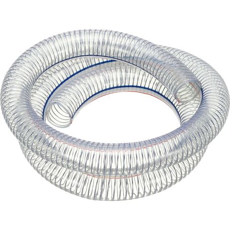 Tuyau Renforcé Avec Fil 1-9/16" / 40mm ID 2 Mètres, Tuyau D'Aspiration En PVC Vinyle Haute Pression Résistant Aux Produits Chimiques Avec Spirale En Fil D'Acier, Transparent (1/5)