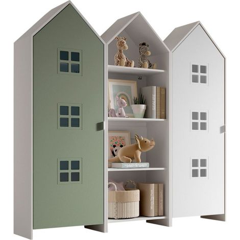 Pack - Étagère & 2 Armoires "Casami Bruges" 171cm Vert & Blanc (1/2)