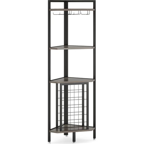 CHICFURN botellero esquinero 58x58x161 cm en MDF gris y metal, 18 botellas (1/5)