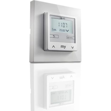 Somfy – Horloge filaire programmable pour motorisation de portail – Programmation hebdomadaire – Compatible capteur solaire io – Design moderne