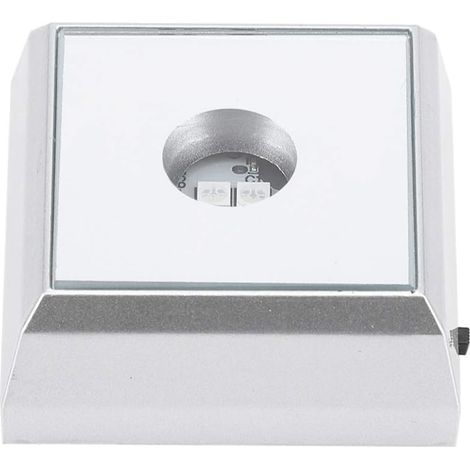 Sollbry Piédestal de Lumière LED, Support de Base de Lampe à LED Carré pour l'Affichage d'Objets d'art en Acrylique de Statue en Cristals - Argent(Coloré) (1/4)