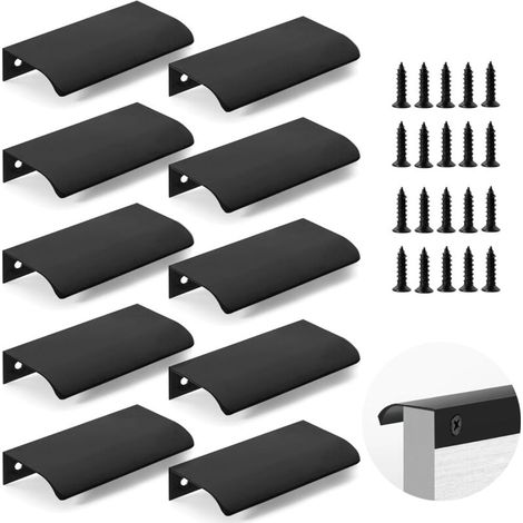 [NIE BENUTZT]Versteckte Schrankgriffe mit Schrauben, 80 mm, für Küchenschränke, Möbel, Küche, Badezimmer, Schwarz, 10er-Pack