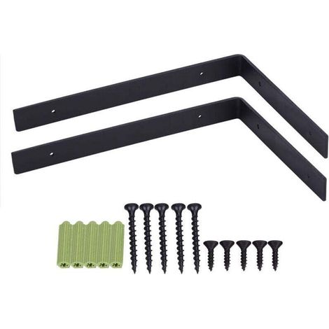 Set mit 2 Wandregalhalterungen, robuste Industrieregalträger, Schwerlasthalterungen, L-förmige Halterungen, 5 mm dick mit Schrauben (30 cm)