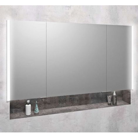 Sapho Integra - Einbauspiegelschrank mit LED-Beleuchtung, 126x70 cm, Spiegel/Titan-Aluminium IN125 (1/5)