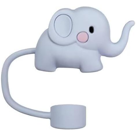 Housse d'éléphant bleu pour tasse de 102 et 887 ml, joli bouchon de paille pour gobelets, capuchon de paille en silicone pour accessoires de tasse, bouchon pour couvercles (1/5)