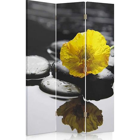 Paravent Zen 3 Volets Élégance et Harmonie Déco Intérieure - 110 x 180 cm - 1 face déco, 1 face noir