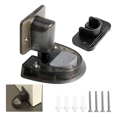Butée de Porte Mécanique, Arret de Porte Sol Auto-adhésif, Adhésif 3M Stop Porte, Bloque Porte sans Perçage, Butoir de Porte Sol avec 4 Vis, Door Stopper pour Bureau, Maison