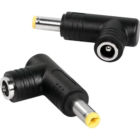 Adaptateur d'alimentation CC, Adaptateur CC à Angle de 90 degrés 5,5 mm x 2,1 mm mâle vers 5,5 mm x 2,5 mm Femelle convertisseur de coupleur pour Ordinateur Portable (2 pièces) (1/5)