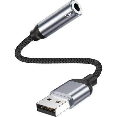 Adaptateur USB vers Jack 3.5 mm. Carte Son Externe USB A vers auxiliaire stéréo AUX pour Casque avec Microphone. Compatible avec PC.Linux. Écouteurs PC Ordinateur Portable. PS5. PS4 (1/5)