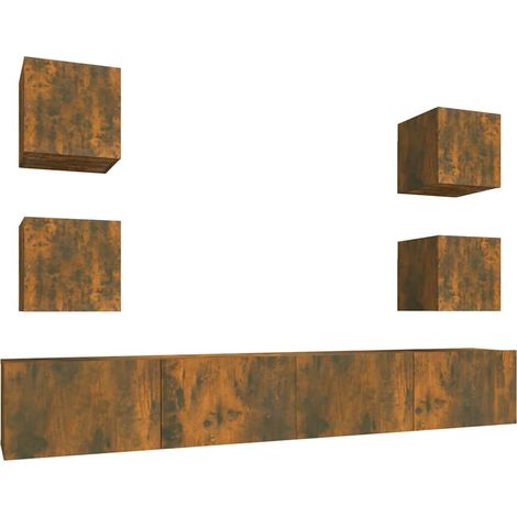 Maison Exclusive - 6-tlg. TV-Schrank-Set Räuchereiche Holzwerksto (1/5)