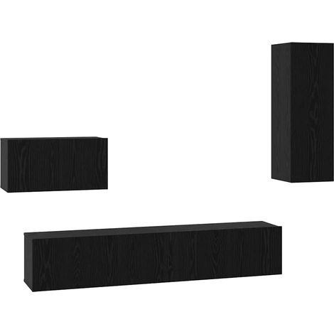 Maison Exclusive - Wand-TV-Schrank 4 pcs Schwarz Eichen-Optik Hol