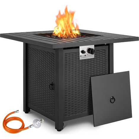 28" Gas Feuerstelle Outdoor, Feuertisch mit wasserfester Schutzhülle &Lavasteinen, 717164 cm, 14.5 kW, Gasfeuerstelle Garten, Terrasse, Gas feuerschale, Gas Gartentisch, Gaskamin, 4PCS Füße (1/5)