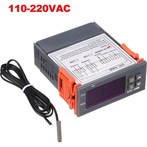Contrôleur de température numérique STC-1000 Chauffage/Refroidissement Thermostat Celsius 2 sorties relais avec capteur (1/5)