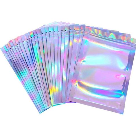 100 sachets anti-odeurs, sachets d'emballage holographiques, sachets de rangement (1/5)