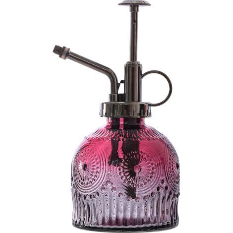 Retro-Gießkanne, 16 cm hoch, mit integrierter Pumpe, ideal für Sukkulenten und Glas-Gartensprenger (grau-roter Farbverlauf). (1/5)