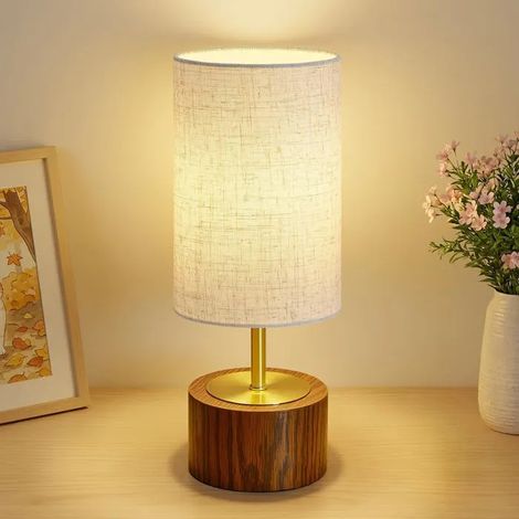Lampes De Chevet, Petite Lampe De Table Avec Base Imitation Bois, Interrupteur March Rrêt. Lampes De Bureau Modernes Pour Sa[LL737] (1/5)