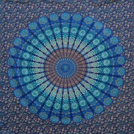 Arazzo indiano multicolore con mandala, da appendere alla parete o da lenzuolo (1/3)