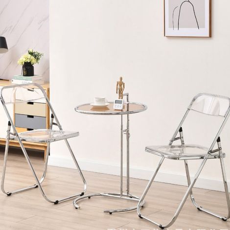 Table basse élévatrice en verre Transparent en forme de C, en acier inoxydable, extrémité latérale Simple du canapé domestique, marron foncé (1/5)