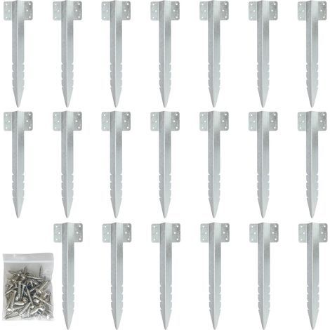 Lot de 10 supports de traverses en métal galvanisé – Fixations pour bordures de jardin – 415mm x 118mm – Installation rapide avec vis fournies (1/5)