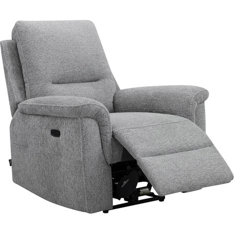 Fauteuil relax électrique en tissu doux gris – LEONIE