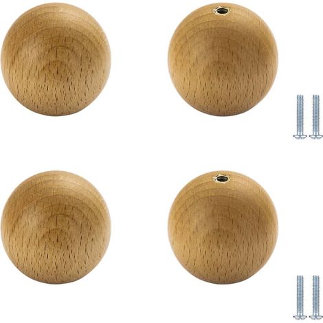 Poignées de tiroir (lot 4) en bois massif, boutons tiroir, porte (1/5)