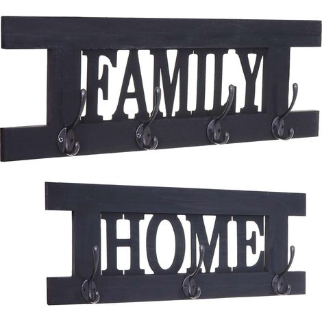 [NON UTILIZZATO] Serie Vintage set 2x appendiabiti guardaroba HHG-987 Family Home antracite