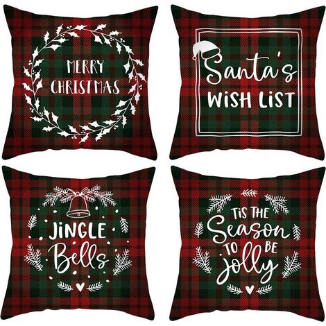 Funda De Almohada Navidad - Algodón Y Lino - 45 X 45 Cm - Para Sofá Cama Silla - Decoración Navideña - 4 Unidades (1/5)