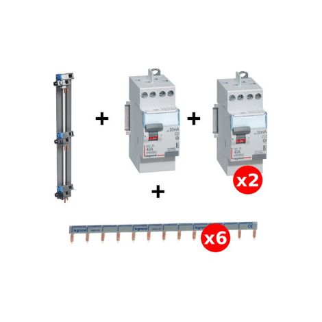 LEGRAND - LOT de 2ID 40A type AC + 1ID 40 Type A + Peignes Vertical 3R et 6 Horizontaux - Ru00e9f. : 405001+411617+411611x2+404926x6 (1/2)