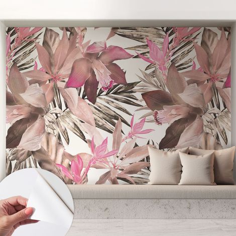 Tapete Selbstklebend - abwaschbar - Tapete mit Motiv - trendige Wanddeko - elegant Fototapete Exotische Blumen 208x146 cm (1/5)