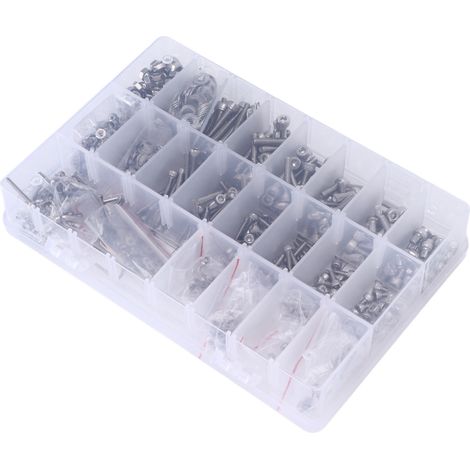 Kit 1080 pièces M2 M3 M4 Vis Écrous Rondelles Inox Acier Inoxydable, Assortiment Boulons Tête Hexagonale Creuse pour Auto Camion Bateau (1/5)
