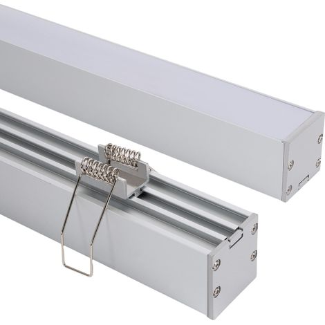 Perfil Aluminio Superficie con anclaje Empotrado mediante clips para Tira LED hasta 24 mm con Tapa Continua Aluminio 2 m Blanco traslúcido (1/5)