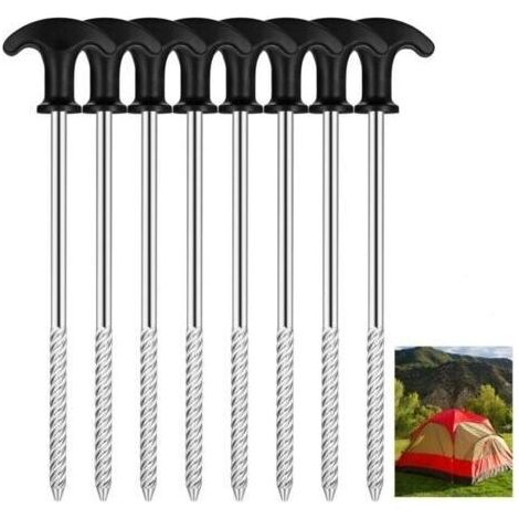 8 Pcs Piquets de Tente, Piquet de Tente a Visser, 21 cm Piquet Ancrage Sol, Piquets de Camping Robustes en Métal, Piquet de Fixation au Sol pour Tente Bâche Jardin Camping (1/5)