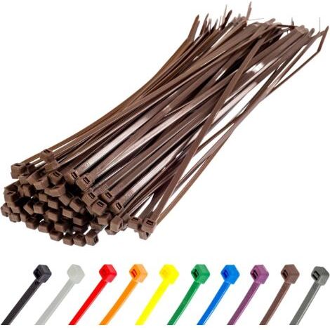Lot de 100 Collier de serrage Nylon 300mm Marron Résistant UV pour Câblage Jardinage (1/5)