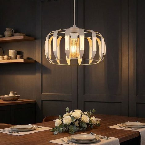 LED Pendelleuchte Hängelampe Esszimmer höhenverstellbar weiß Metall H 120 cm (1/5)