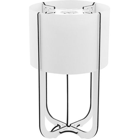Tischleuchte Holz weiß Nachttischleuchte Textilschirm Beistellleuchte Tischlampe, MDF, LED 1,27W 110Lm 6500K, DxH 15x25 cm