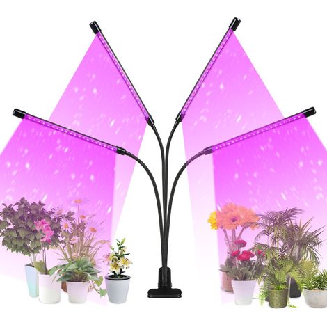 SWANEW Lampada per piante - LED per orticoltura a spettro completo - Timer 3-9-12 ore - 4 teste (1/5)