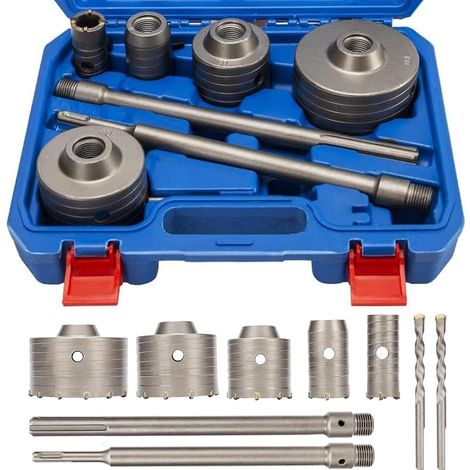 Jeu de 9 Scie Cloche Beton, Foret Beton, Scie Cloche 100MM/80MM/65MM/40MM/30MM pour Maçonnerie et Béton (1/5)
