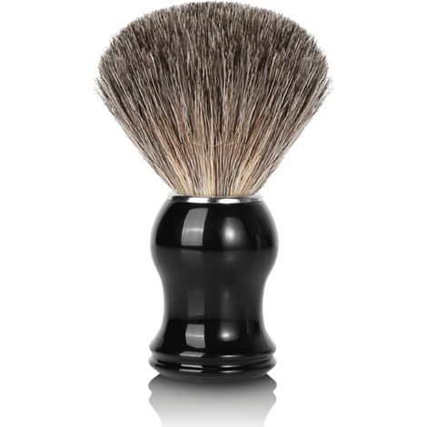 Pennello da barba da uomo fatto a mano, peli di tasso, compatibile con tutti i rasoi (con schiuma e sapone da barba), ideale per uomo (manico in ABS, 1 pezzo) (1/5)