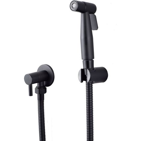 Pulvérisateur WC bidet en acier inoxydable, kit douchette toilette Shattaf, accessoire robinetterie noir pour salle de bain, ensemble flexible de nettoyage hygiénique (1/3)