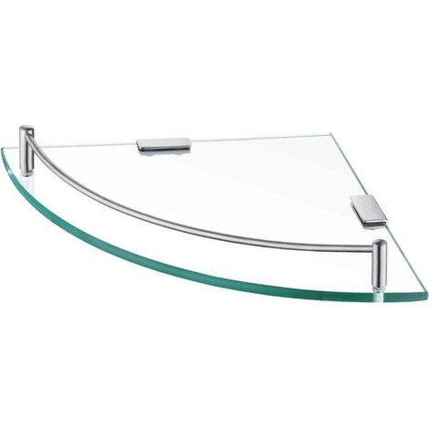 Eckwandregal aus gehärtetem Glas für das Badezimmer mit Handtuchhalter aus Edelstahl