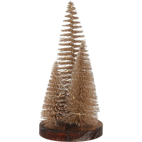 Alberi di Natale su base, con led luminosi e timer, color oro, set da 3 pezzi -30 cm (1/4)